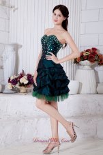 Teal Princess Sweetheart Mini-length Taffeat Beading Prom / Homecoming Dress