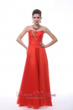 Rust Red Strapless Nechline For Prom With Embroidery Decorate Organza Prom Dress