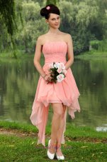 Light Pink Empire Strapless Prom / Homecoming Dress Chiffon Beading Mini-length