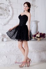 Black A-line / Princess Sweetheart Short Prom / Homecoming Dress Special Fabric Beading Mini-length