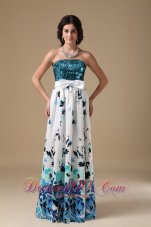 Multi-color Empire Strapless Floor-length Pringting Sequin Prom Dress