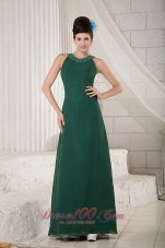 Cheap Dark Green Mother Of The Bride Dress Empire Scoop Floor-length Chiffon Beading