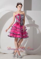 Sweet Zebra Print Strapless Short Prom Dress Mini-length