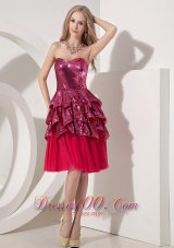 Custom Made Hot Pink Column Cocktail Dress Sweetheart Chiffon and Sequin Knee-length