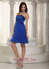 Royal Blue Empire Strapless Mini-length Organza and Sequin Bowknot Prom / Homecoming Dress