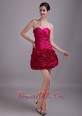 Hot Pink A-Line / Princess Sweetheart Mini-length Taffeta Beading Prom / Homecoming Dress