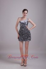 Grey Column / Sheath One Shoulder Mini-length Taffeta Sequins Prom / Homecoming Dress