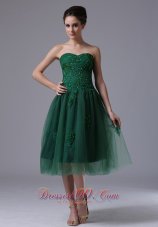 Dark Green Sweetheart A-Line Tulle 2013 Short Prom Dress With Beading  Dama Dresses