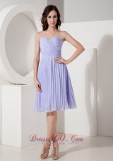 Custom Made Lilac Cocktail Dress Empire Sweetheart Chiffon Pleated Knee-length  Dama Dresses