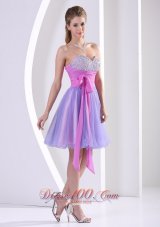 Beaded Decorate Sweetheart Lavender and Lilac Prom / Homecoming Dress With Sash Knee-length  Dama Dresses