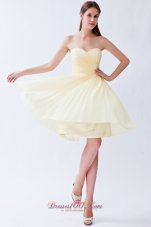 Light Yellow Empire Sweetheart Knee-length Chiffon Pleats Bridesmaid Dress  Dama Dresses