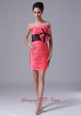 2013 Cute tiered skirt Mini-length Coral Red Taffeta Strapless Cocktail Prom Dress