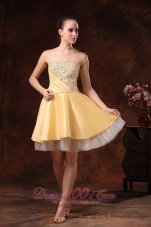 2013 Gold Beaded Knee-length Cocktail / Homecoming Dress For Custom Made In Royal Oak