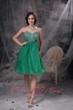 Cheap Sweet Green A-line Sweetheart Prom / Homecoming Dress Organza Beading Knee-length