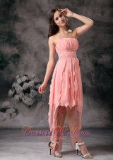 Cheap Perfect Peach Knee-length Short Prom Dress Strapless Chiffon
