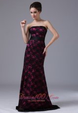 2013 Sexy Column Brush/Sweep Prom Dress Lace-up Strapless Lace