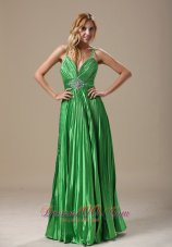 2013 Minnesota Beaded Decorate Wasit Pleat Decorate Bodice Spring Green Spaghetti Straps Floor-length 2013 Prom / Evening Dress