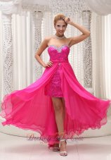 2013 Hot Pink Beaded Decorate Sweetheart Neckline Detachable Chiffon and Sequin Prom / Evening Dress For Formal Evening