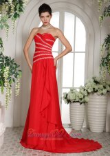 2013 Wholesale Red Sweetheart Luxurious 2013 Prom Dress With Brush Train