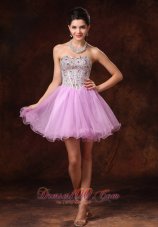 2013 Lavender Beaded Short A-line Tulle Backless Prom Gowns For 2013 Custom Made Hottes