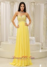 2013 Yellow Sweetheart and Beaded Decorate Bust Pleat For 2013 Prom Dress