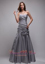 2013 Gray Mermaid Sweetheart Floor-length Taffeta Hand Made Flowers Prom / Evening Dress