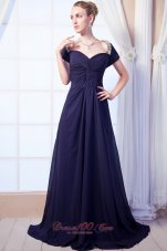 2013 Purple Empire Sweetheart Prom Dress Chiffon Beading Brush Train