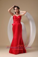 Discount Sexy Red Column / Sheath Sweetheart Evening Dress Satin Bow Brush Train