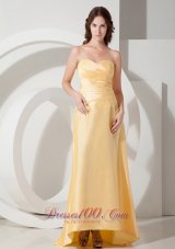Discount Modern Light Yellow Empire Sweetheart Prom Dress Brush Train Taffeta Pleats
