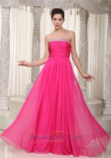 Discount Hot Pink Empire Sweetheart Floor-length Chiffon Beading Prom / Party Dress