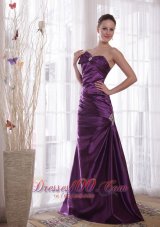 Discount Purple Column Sweetheart Floor-length Taffeta Pleat Prom Dress