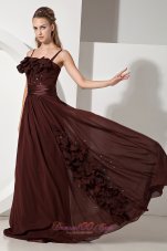 Discount Brown Junior Prom Dress Beading Empire Strapless Brush Train Chiffon
