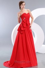 Discount Beautiful Red Prom / Evening Dress Empire Sweetheart Beading Brush Train Taffeta