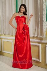 Beading Red Sweetheart Customize Satin Column Evening Dress