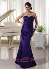 Formal Simple Dark Purple Ruch Sweetheart Mother Of The Bride Dress Column Taffeta