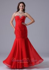 Celebrity 2013 Red Mermaid Sweetheart Evening Dress With Beading and Ruch In Kansas