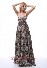 Celebrity Multi-color Column/Sheath One Shoulder Floor-length Printed Beading Prom Dress