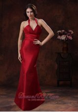 Celebrity Athens Alabama Red Mermaid Halter Bridesmaid Dress In Wedding Party Wear