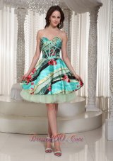 2013 Printing Sweetheart Prom Dress Wtih Mini-length Beading  Cocktail Dress