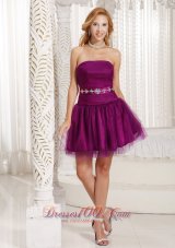 Custom Made Purple A-line Homecoming Dress And Gown WithTulle Beading in Summer  Cocktail Dress