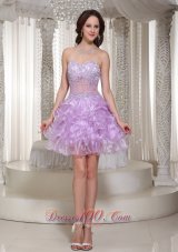 Sexy Beaded Decorate Homecoming Dress With Sweetheart Mini-length Organza  Cocktail Dress