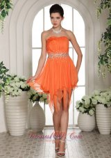 Organza Beaded Decorate Waist Asymmetrical Homecoming / Cocktail Dress For Custom Made  Cocktail Dress