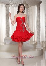 Beading Decorate Sweetheart Cute Red Short Prom / Cocktail Dress  Cocktail Dress