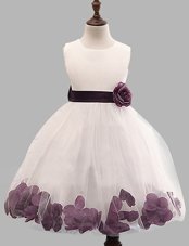 Wonderful Scoop White Sleeveless Tulle Zipper Toddler Flower Girl Dress for Party and Wedding Party