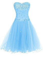 Blue Cocktail Dresses Prom and Party and For with Beading Sweetheart Sleeveless Lace Up