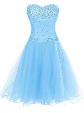 Blue Cocktail Dresses Prom and Party and For with Beading Sweetheart Sleeveless Lace Up