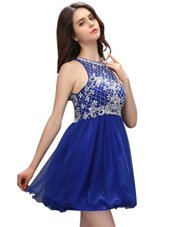 Royal Blue Cocktail Dress Prom and Party and For with Beading Scoop Sleeveless Zipper