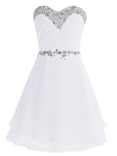 Luxury White Sleeveless Chiffon Zipper Cocktail Dresses for Prom and Party