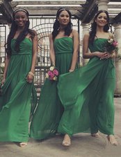 Green Strapless Neckline Ruching Dress for Prom Sleeveless Zipper