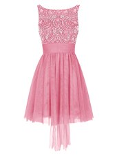 Luxurious Tulle Sleeveless Mini Length Cocktail Dress and Beading